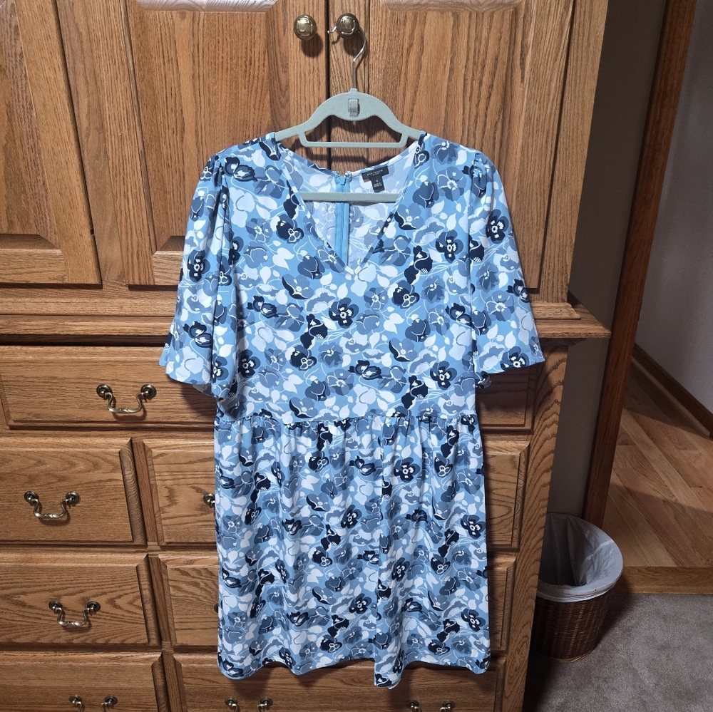 Ann Taylor Factory Blue Puff Sleeve Dress NWOT